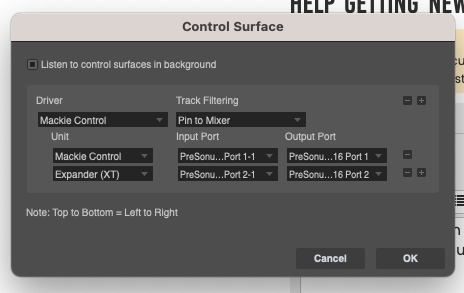 FaderPort16 - Control Surface setup