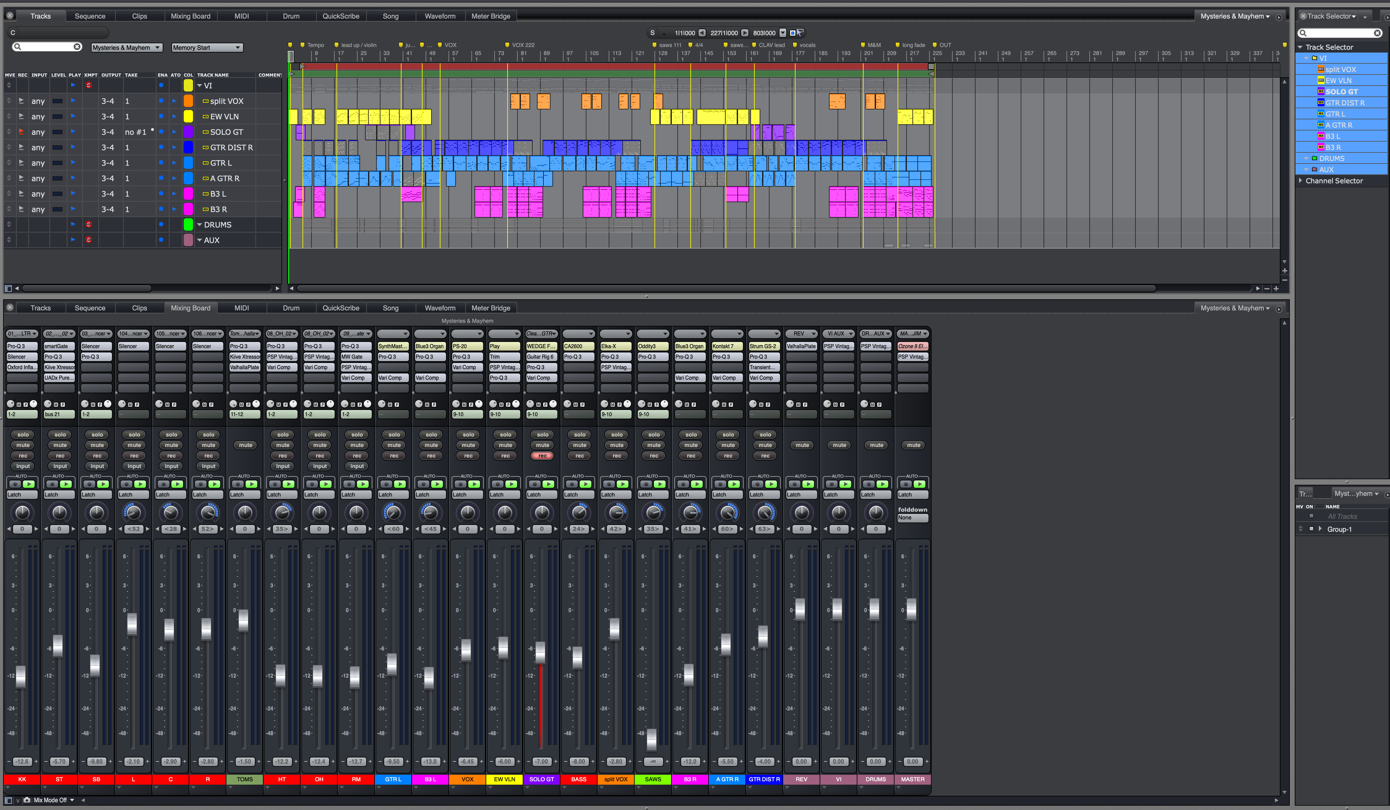 The Mixer is showing all tracks.