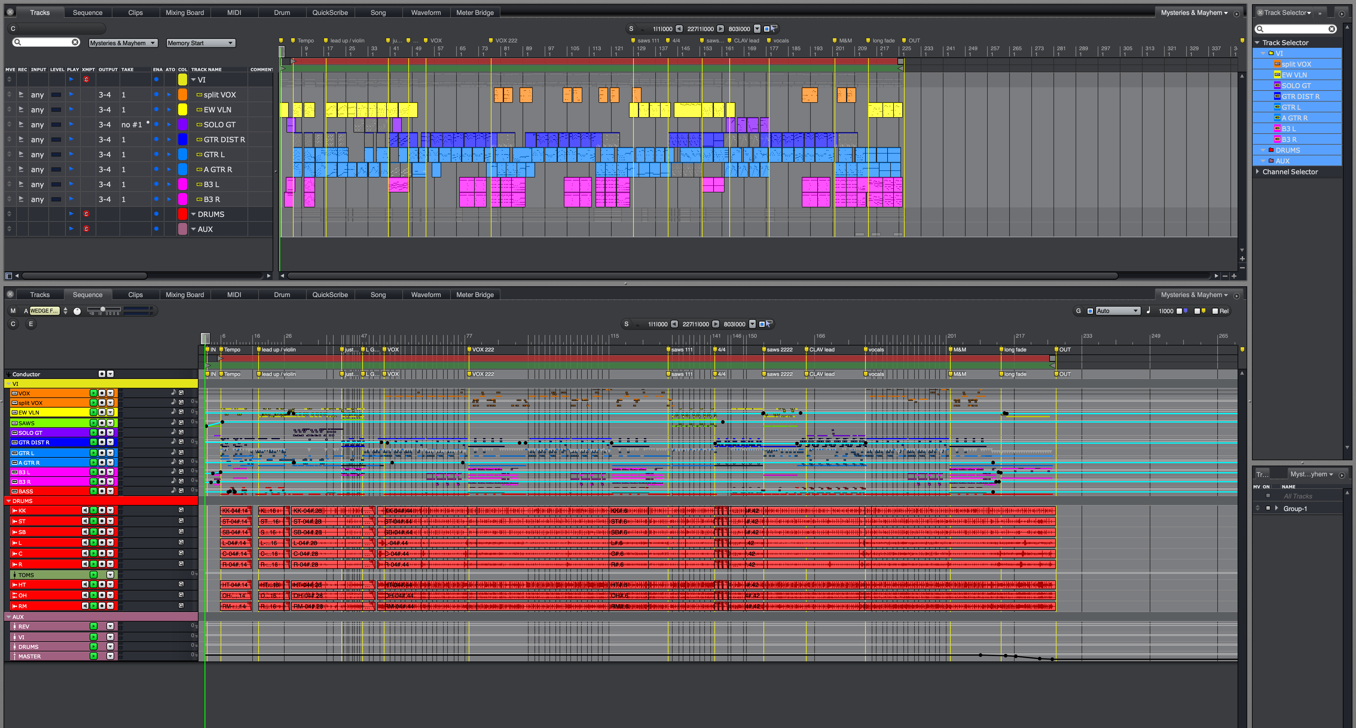 The Sequence view show all tracks.